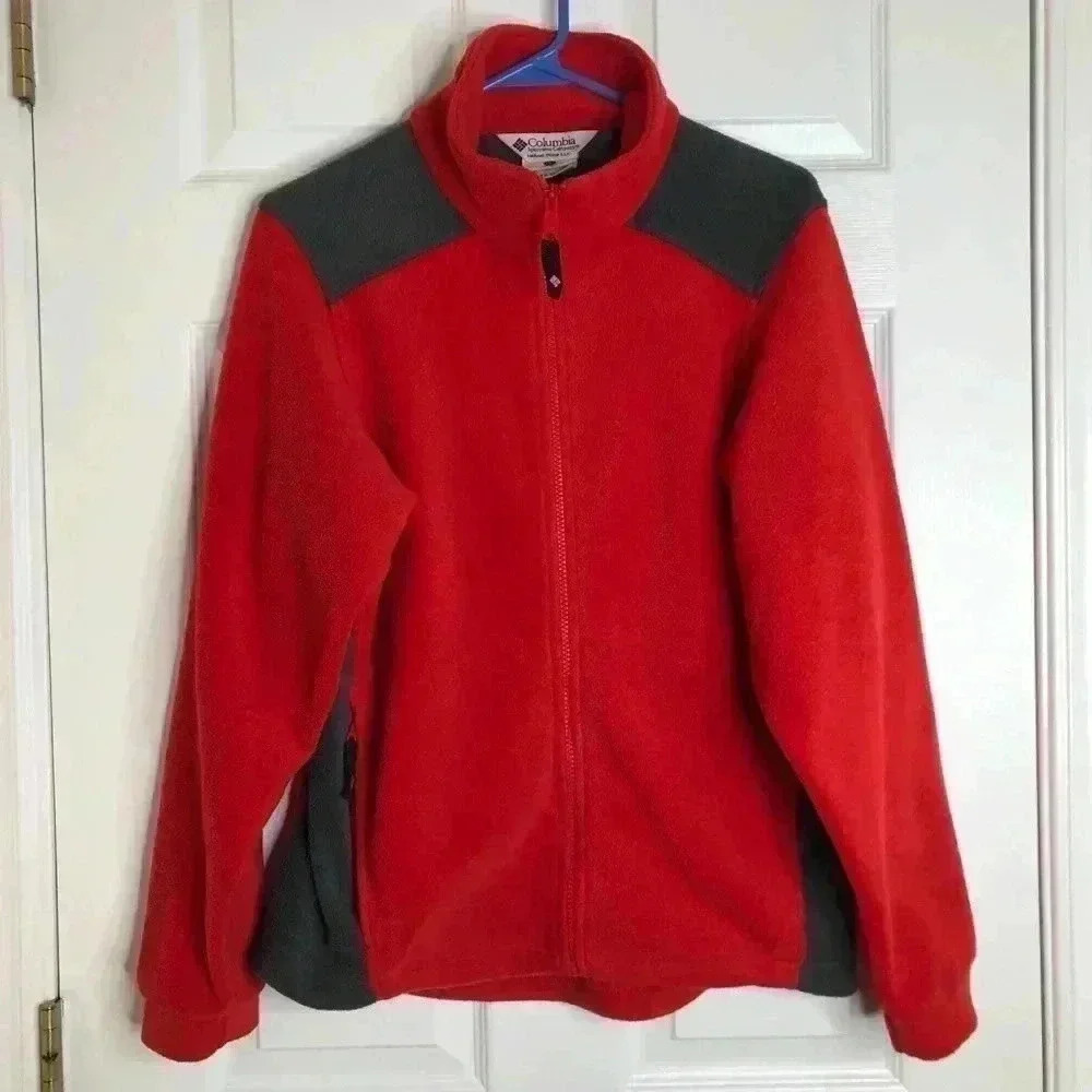 Columbia Red & Grey Fleece Jacket Size Small